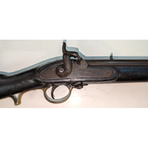 A 19th century British percussion cap rifle with rampant lion to the ...