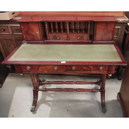 A Reproduction mahogany ladies' writing desk, the raised back with end ...