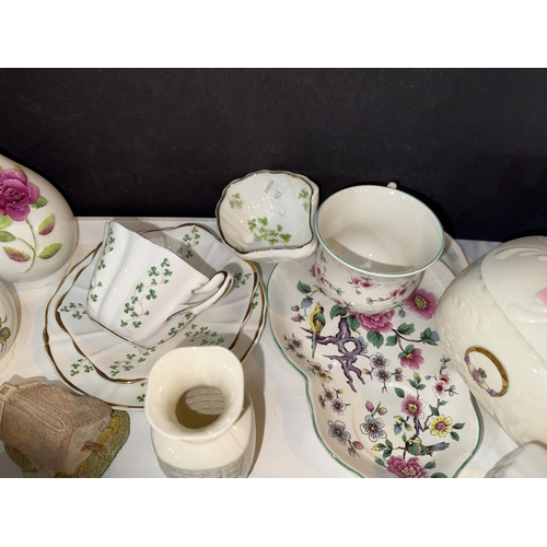 79 - A collection of Trish Donegal china trinketware; Royal Albert lidded vase, breakfast sets etc.