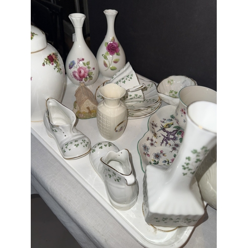 79 - A collection of Trish Donegal china trinketware; Royal Albert lidded vase, breakfast sets etc.