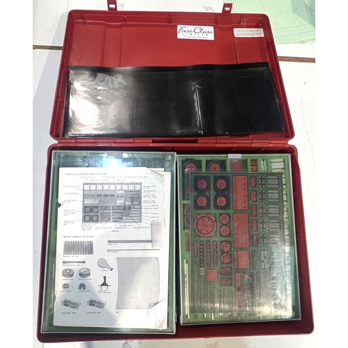 306 - CVK Fishertechnik cased vintage construction set with six trays of various materials to build cars b... 