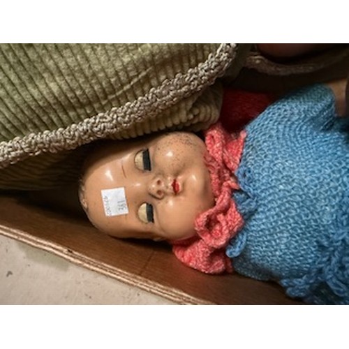 305 - 2 early/mid 20th century composition head dolls with cloth bodies and limbs (one black and one white... 