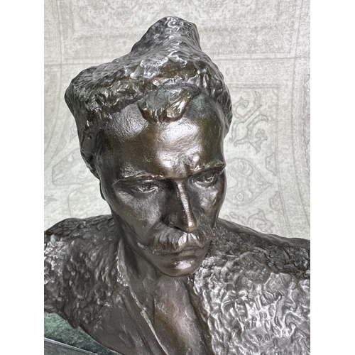 18 - Vasily Ivanovich Chapayev (1887 - 1919), a bronze bust of a Soviet man, signed to reverse, height 19... 