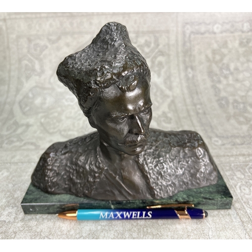 18 - Vasily Ivanovich Chapayev (1887 - 1919), a bronze bust of a Soviet man, signed to reverse, height 19... 