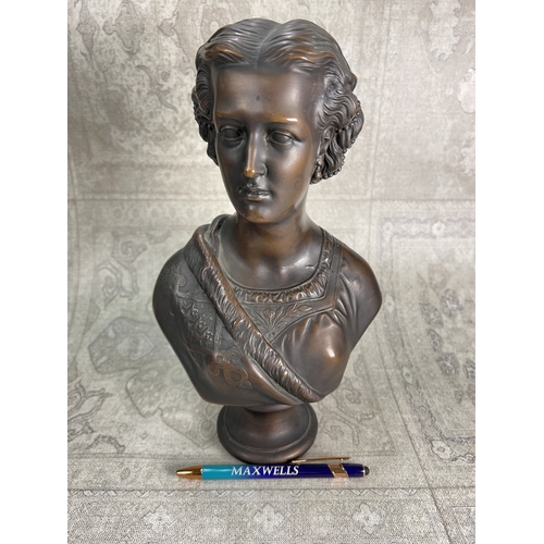 20 - After F M Miller, 'Alexandra', bronzed metal bust, height 30cm (some surface cracking)