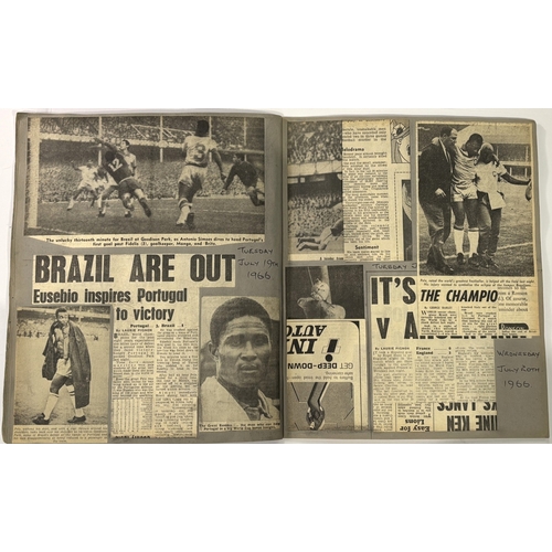 225A - 1966 World Cup finals in England newspaper match reports presented in two SCRAP BOOKS covering footb... 