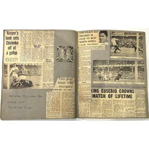 225A - 1966 World Cup finals in England newspaper match reports presented in two SCRAP BOOKS covering footb... 