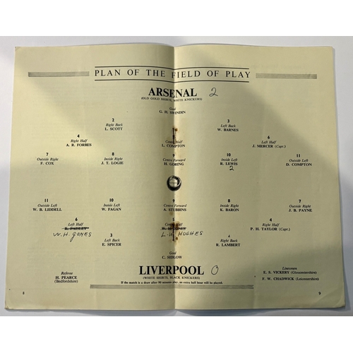 229 - 1950 FA Cup Final Arsenal v Liverpool official programme with newspaper cutting match report, Sport ... 