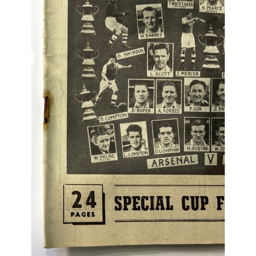 229 - 1950 FA Cup Final Arsenal v Liverpool official programme with newspaper cutting match report, Sport ... 