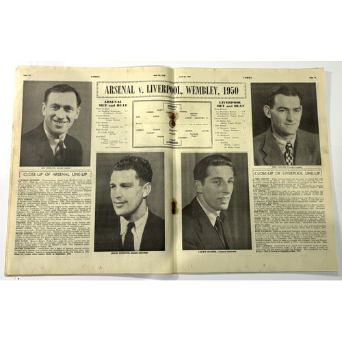229 - 1950 FA Cup Final Arsenal v Liverpool official programme with newspaper cutting match report, Sport ... 