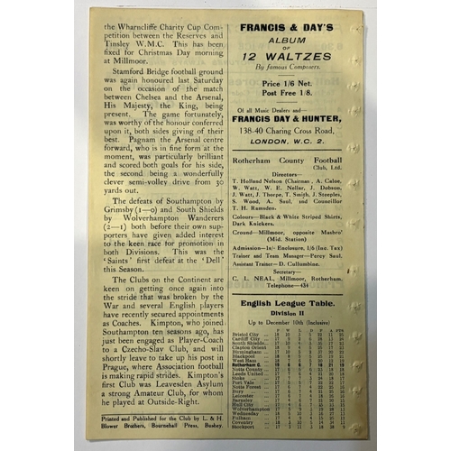 229A - 1920/21 Rotherham County v Bury programme Division 2 match; neat binding, perforations good.