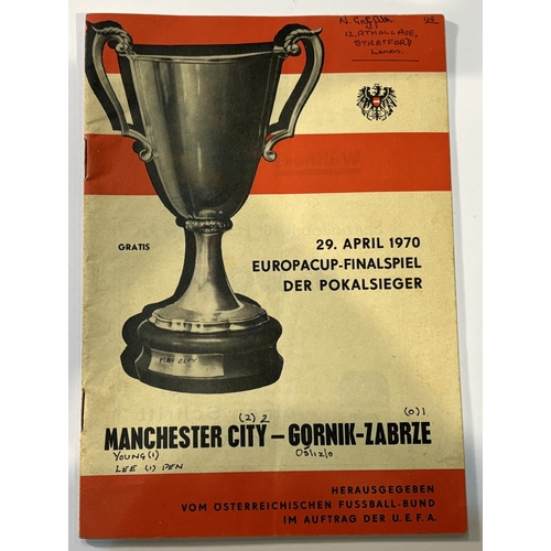 232A - 1970 European Cup Winners Cup Final Manchester City v Gornik Zabreze programme 29 April 1970; name, ... 