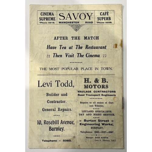 234 - 1932/1933 Burnley v Chesterfield FA Cup programme Turf Moor 18 February 1933; minor faults.