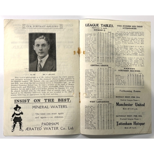 234 - 1932/1933 Burnley v Chesterfield FA Cup programme Turf Moor 18 February 1933; minor faults.