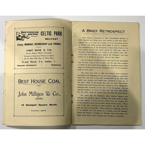 234A - 1938 Ireland v Wales international at Windsor Park, Belfast 16 March 1938 official programme; minor ... 