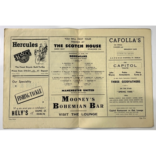 235 - 1949 Bohemians v Manchester United testimonial special edition programme 1st June 1949; 1942 Bohemia... 