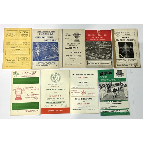 236A - Collection of programmes 1951 FAI Cup Final Cork Athletic v Shelbourne (heavy tape to cover), 1953 F... 