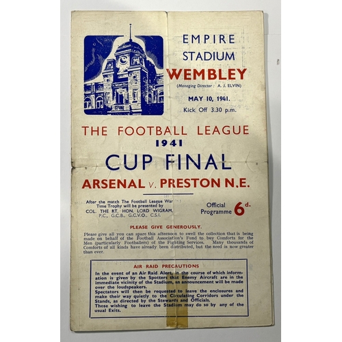 238A - 1941 Football League Cup Final programme Arsenal v Preston North End at Wembley 10 May 1941; faults,... 