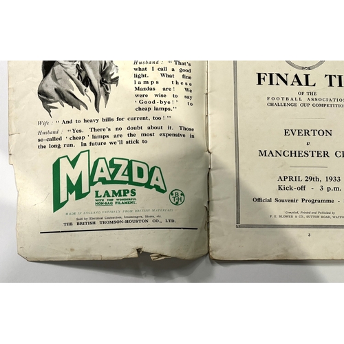 240A - 1933 FA Cup Final official match programme Everton v Manchester City 29 April 1933 at Wembley; creas... 