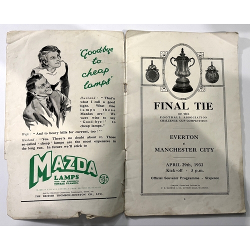 240A - 1933 FA Cup Final official match programme Everton v Manchester City 29 April 1933 at Wembley; creas... 