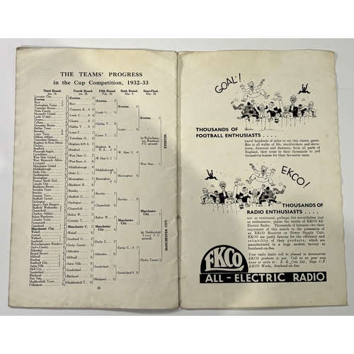 240A - 1933 FA Cup Final official match programme Everton v Manchester City 29 April 1933 at Wembley; creas... 
