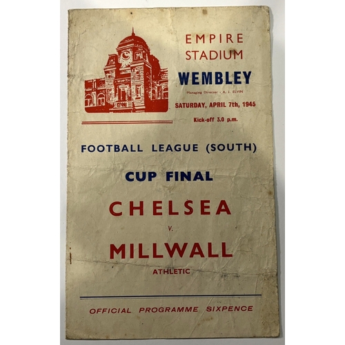 242 - 1945 Football League (South Cup Final at Wembley Chelsea v Millwall 7 April 1945, 4 page; crease.
