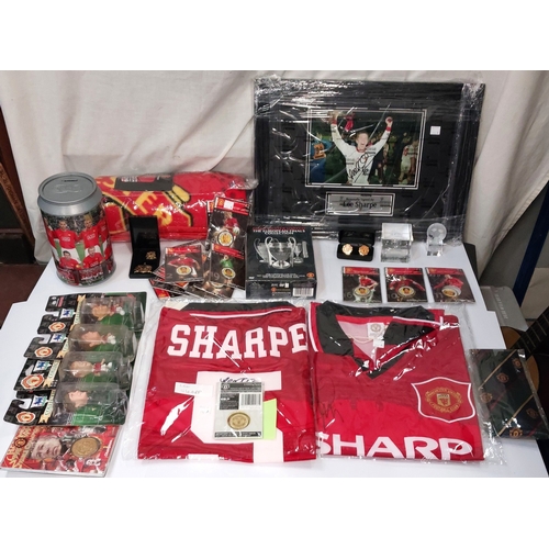 246A - 2 signed retro Manchester United home shirts from 94-96, one signed by Denis Irwin, the other signed... 