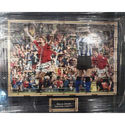 249 - 3 signed framed Manchester United photos including Sir Alex, Steve Bruce and Nicky Butt all with cer... 