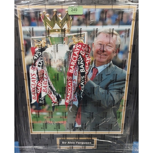 249 - 3 signed framed Manchester United photos including Sir Alex, Steve Bruce and Nicky Butt all with cer... 