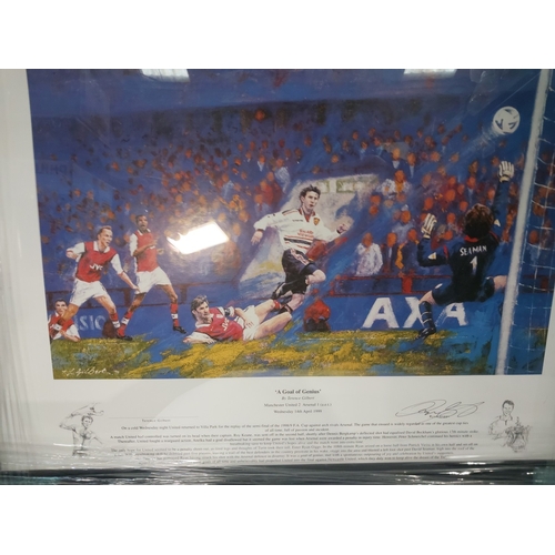 249A - 3 signed Manchester United pictures inc. an Andrei Kanchelskis signed photo with plaque celebrating ... 