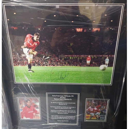 249A - 3 signed Manchester United pictures inc. an Andrei Kanchelskis signed photo with plaque celebrating ... 