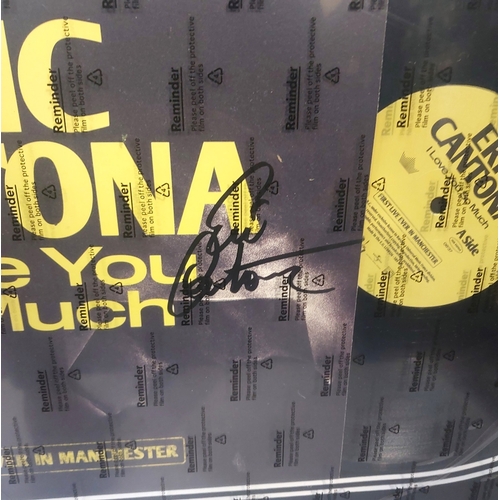 249B - Eric Cantona 'I love you so much' signed and framed 45 vinyl record with photos and a plaque in fram... 