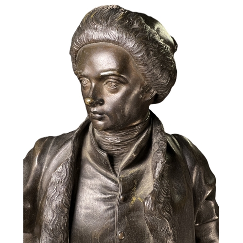 4 - Jean Jules Salmson (1823 - 1902): 'William Hogarth', patinated bronze sculpture, on signed base, hei... 