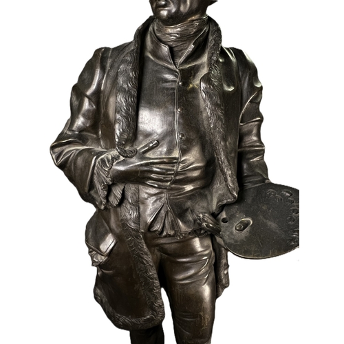 4 - Jean Jules Salmson (1823 - 1902): 'William Hogarth', patinated bronze sculpture, on signed base, hei... 