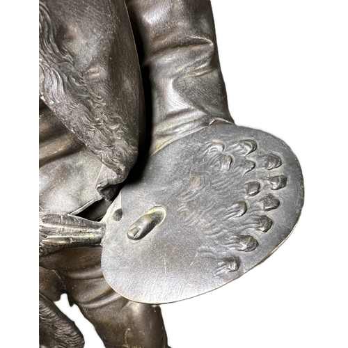 4 - Jean Jules Salmson (1823 - 1902): 'William Hogarth', patinated bronze sculpture, on signed base, hei... 