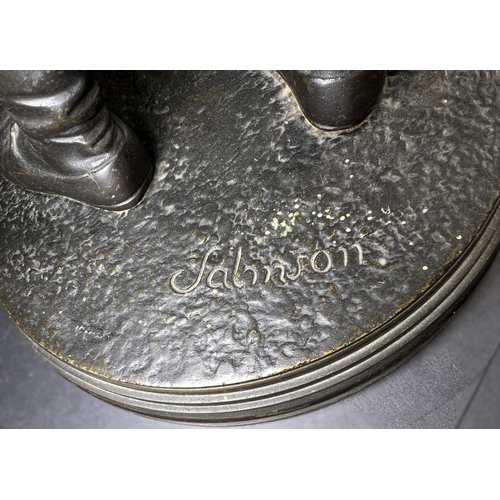 4 - Jean Jules Salmson (1823 - 1902): 'William Hogarth', patinated bronze sculpture, on signed base, hei... 