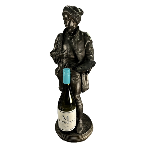 4 - Jean Jules Salmson (1823 - 1902): 'William Hogarth', patinated bronze sculpture, on signed base, hei... 