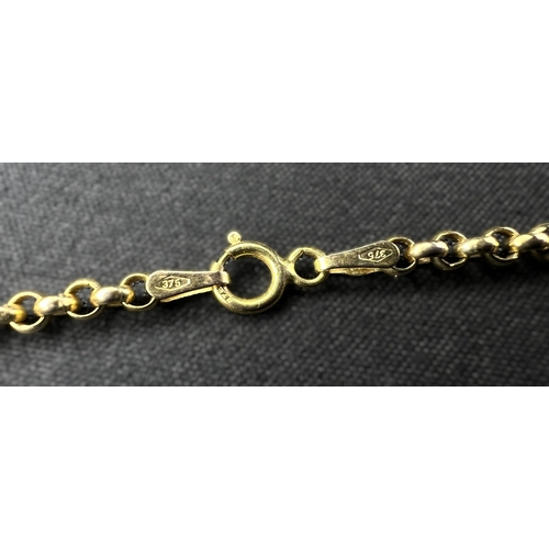600 - A 9 carat hallmarked gold Belcher chain necklace, 2.8gm, length 46cm