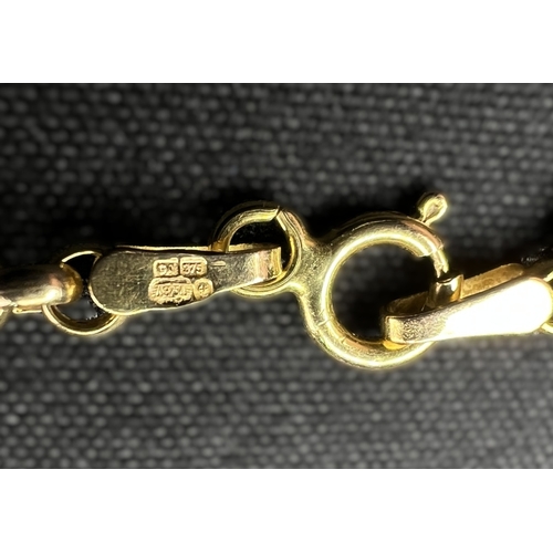 600 - A 9 carat hallmarked gold Belcher chain necklace, 2.8gm, length 46cm