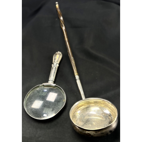 607 - A Georgian punch ladle with twisted bone handle, Edinburgh 1810