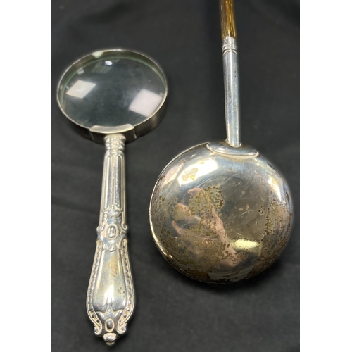 607 - A Georgian punch ladle with twisted bone handle, Edinburgh 1810