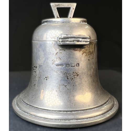 610 - A hallmarked silver inkwell in the form of a bell, Birmingham 1900