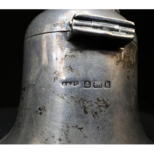 610 - A hallmarked silver inkwell in the form of a bell, Birmingham 1900