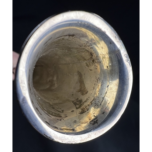 612 - A slender hallmarked silver hunting horn, London 1927, length 31cm