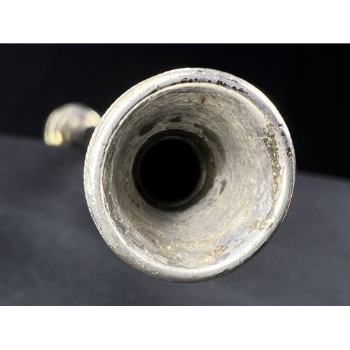 612 - A slender hallmarked silver hunting horn, London 1927, length 31cm
