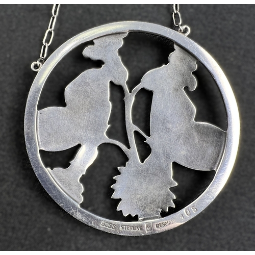 628B - GEORG JENSEN: a silver Moonlight Blossom pendant designed by Arno Malinowski depicting 2 butterflies... 