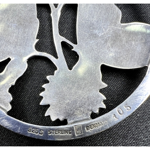 628B - GEORG JENSEN: a silver Moonlight Blossom pendant designed by Arno Malinowski depicting 2 butterflies... 