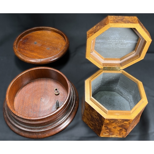 65 - A Victorian oak humidor / smoking companion, space for cigars, cigarettes, matches etc and two other... 