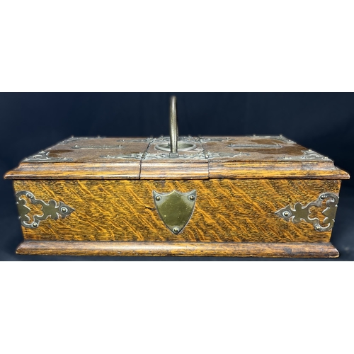 65 - A Victorian oak humidor / smoking companion, space for cigars, cigarettes, matches etc and two other... 