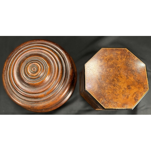 65 - A Victorian oak humidor / smoking companion, space for cigars, cigarettes, matches etc and two other... 